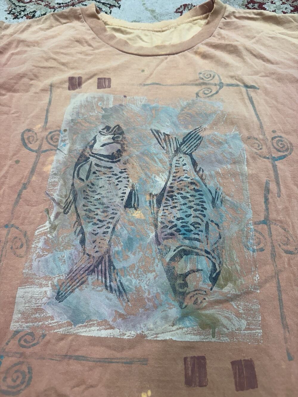 Blue Fish Hippie Beach Surf Fish Vintage Multicolored Art Artistic Coast XL XXL